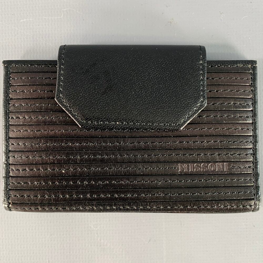 MISSONI Black Ribbed Leather Four Ring Key Holder